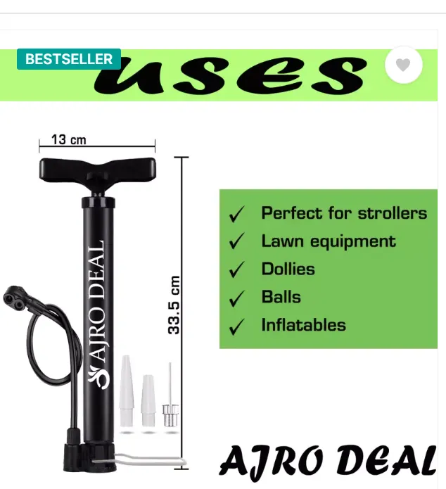AJRO DEAL Double Action, Bicycle, Ball Pump, Portable Air Pump, pumper for cycle Ball, Balloon, Basketball Pump, Bicycle, Football Pump, Motorcycle, Volleyball Pump, - Image 5