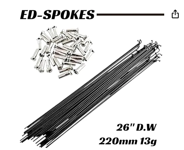 ALTER 36 PCS E-Bicycle ED-Spokes for 26" 13 Gauge, 220 MM for Double Wall Rim with Iron Nipples(ALSP_SPK220) - Image 2