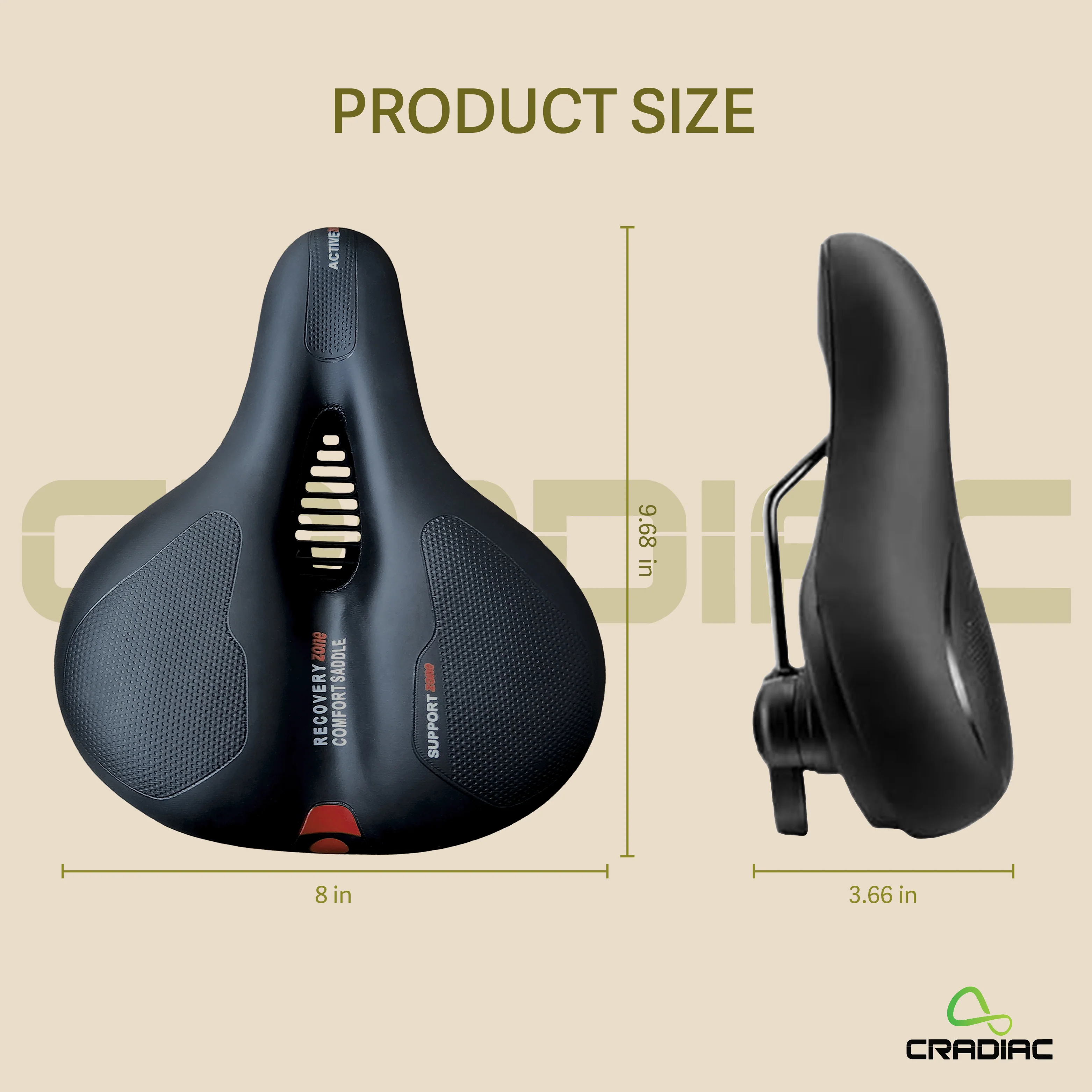 CRADIAC - Bike Seat Cushion with Memory Foam, Waterproof Cover & Reflective Strip | Universal Fit for Bicycles - Image 2