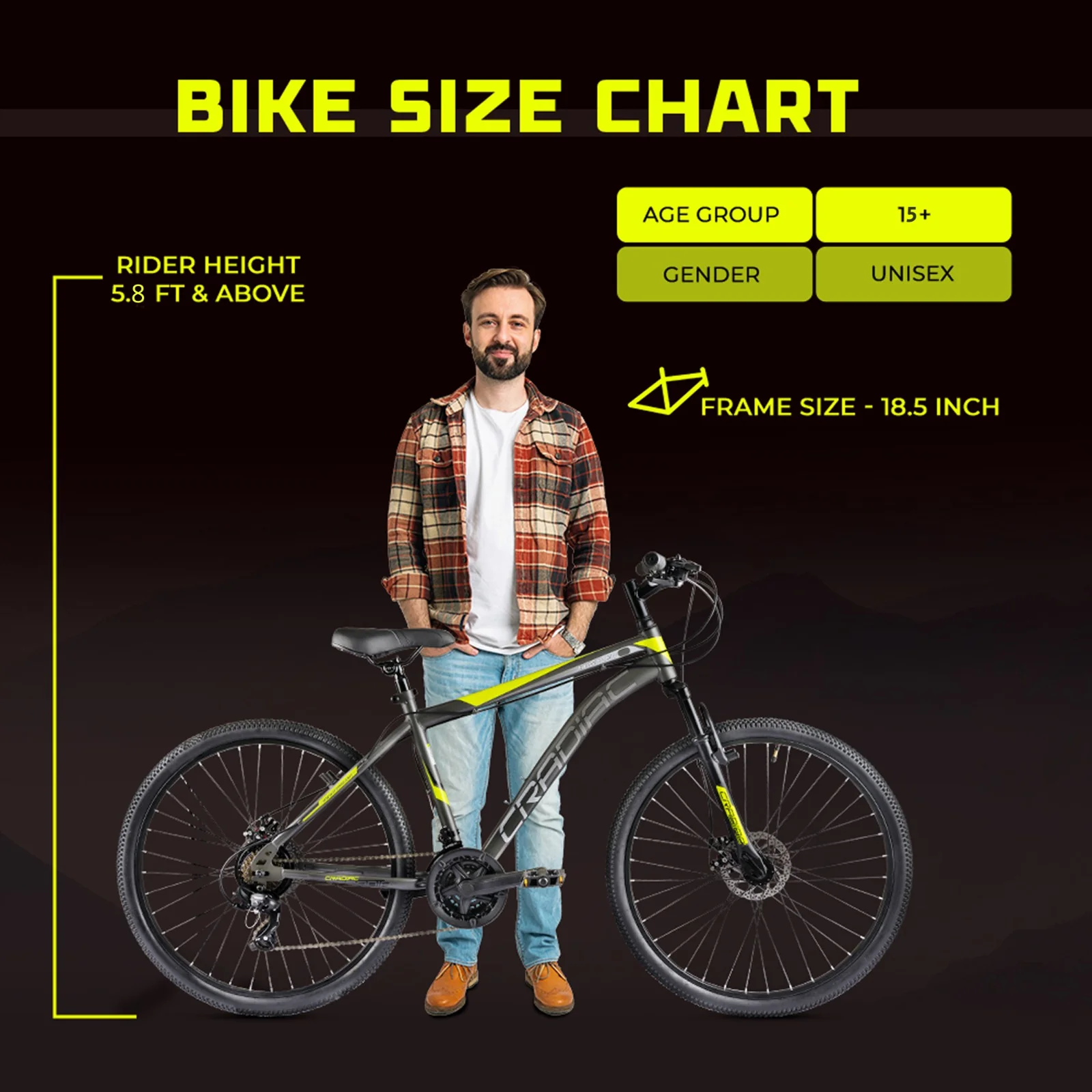 CRADIAC Hustler X7 Single Speed 29 inch High Performance Mountain Cycle for Men with Front Suspension & Dual disc Brakes | Ideal for 14+ Years, Unisex, Frame Size - 18.5 Inch - Image 9