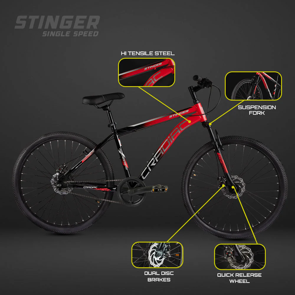 CRADIAC Stinger Single Speed 27.5 inch High Performance Mountain Cycle for Men with Front Suspension & Dual disc Brakes | Ideal for 12+ Years, Unisex, Frame Size - 18.5 Inch - Image 7