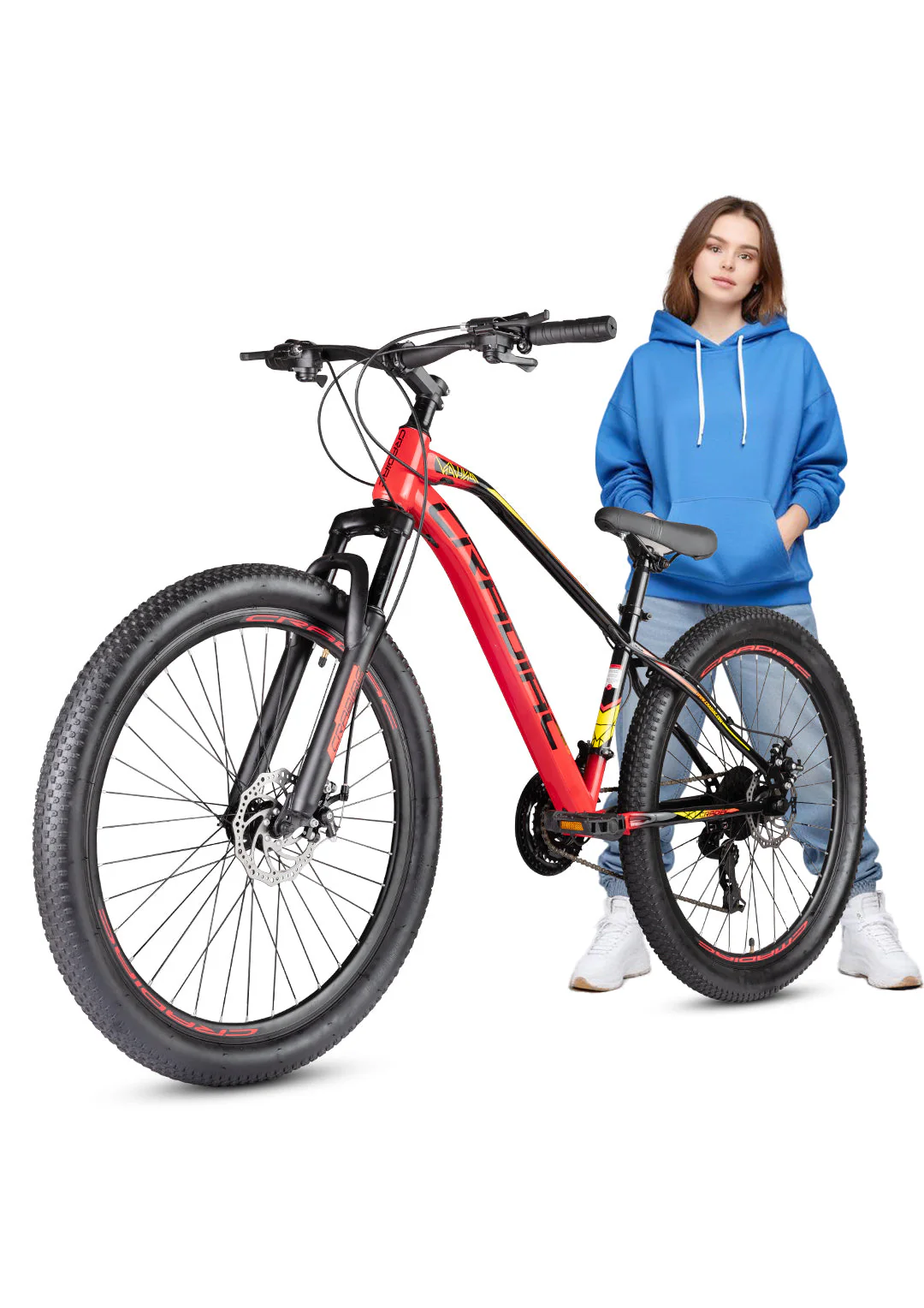 CRADIAC XC 90 21 Speed High Performance Steel Mountain Cycles for Men with Front Suspension & Dual Disc Brake| 27.5 T 21 Geared MTB Bike | Ideal for 14+ Years, Unisex, Frame Size : 18.5 inch - Image 3