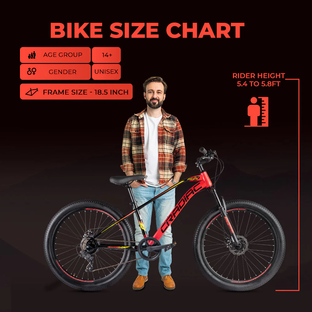 Cradiac XC 90 7 Speed High Performance Steel Mountain Cycles for Men with Front Suspension & Dual Disc Brake| 27.5 T 7 Geared MTB Bike | Ideal for 14+ Years, Unisex, Frame Size : 18.5 inch - Image 6