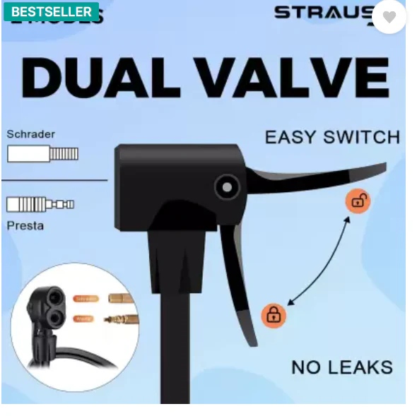 Cycle Air Pump -Double Action, Air Bicycle Pump  (Black) - Image 4