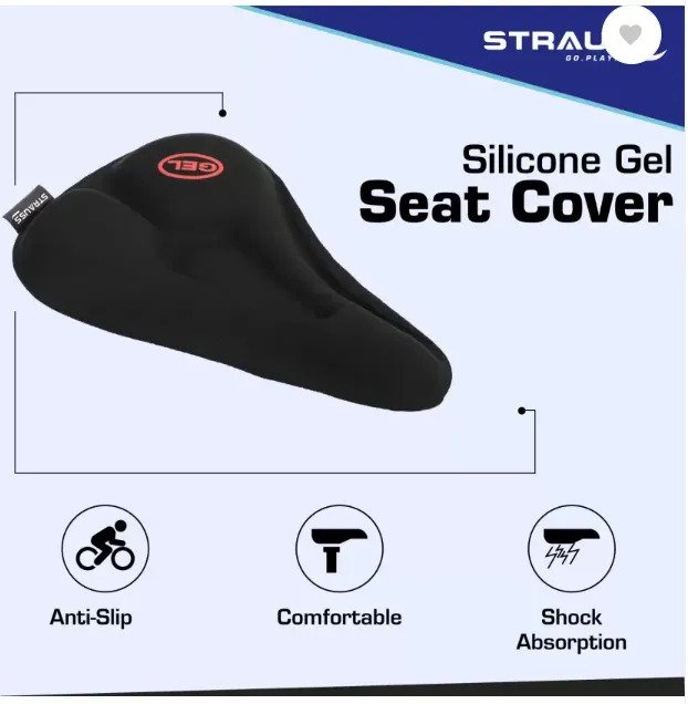 Strauss Silicone Gel Cycle Seat Cover | Bicycle Seat Cover | Cycle Seat Cushion Bicycle Seat Cover Free Size  (Black) - Image 2