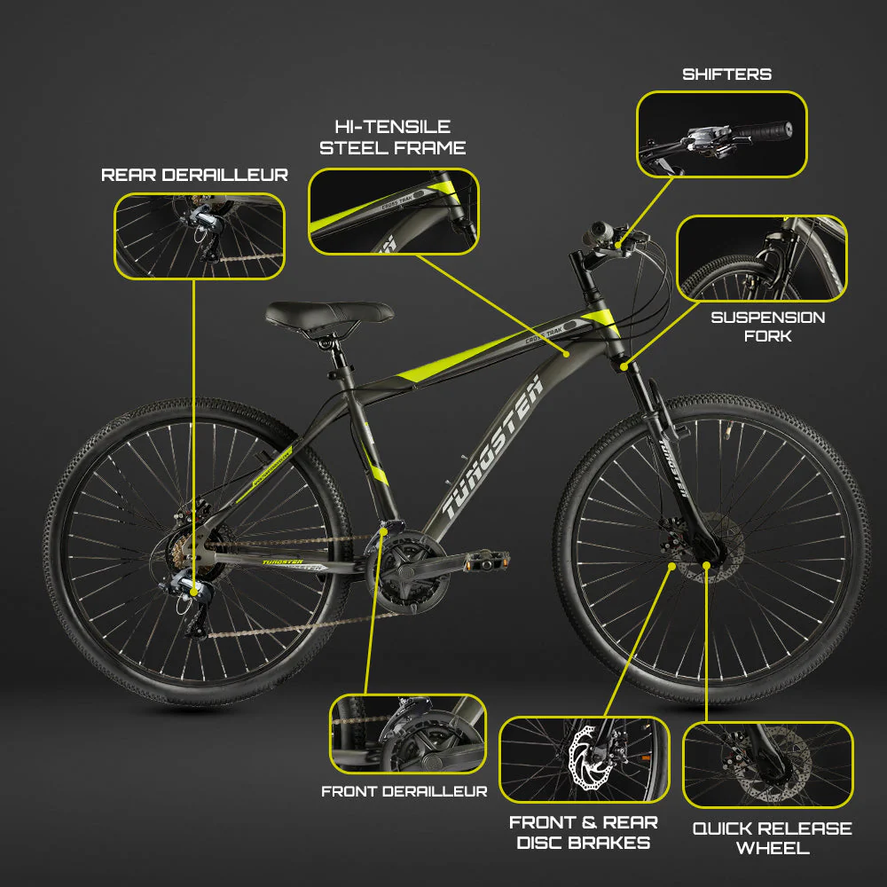 TUNGSTEN - Cross Trak 21 Speed | 26" inch Mountain Bike | Hi-Tensile Steel Frame | Dual Disc Brake | Front Suspension Fork | Unisex MTB - Image 7