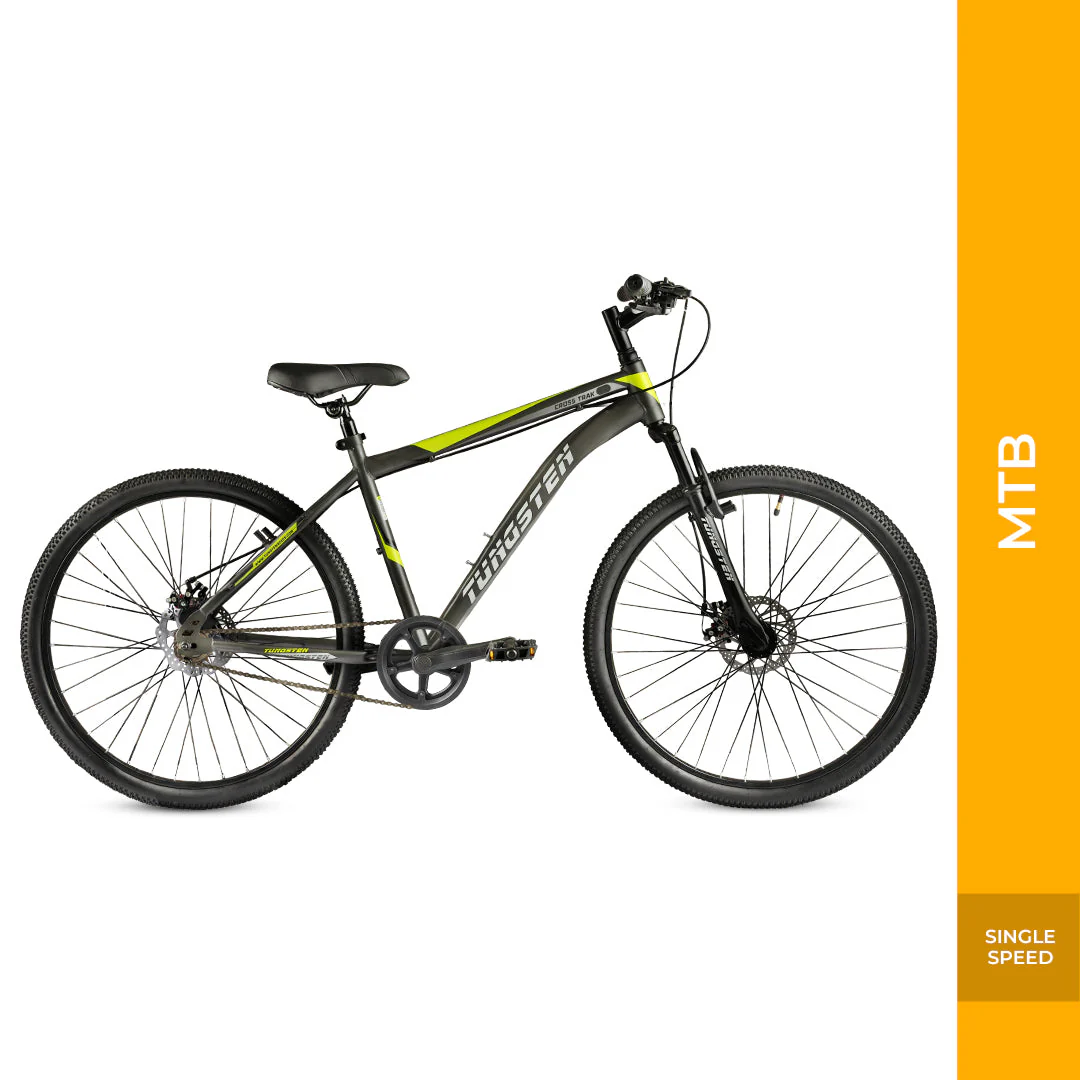 TUNGSTEN - Cross Trak Single Speed | 26" INCH Mountain Bike | HITENSILE Steel Frame | Dual DISC Brake | Front Suspension Fork | Unisex MTB - Image 3