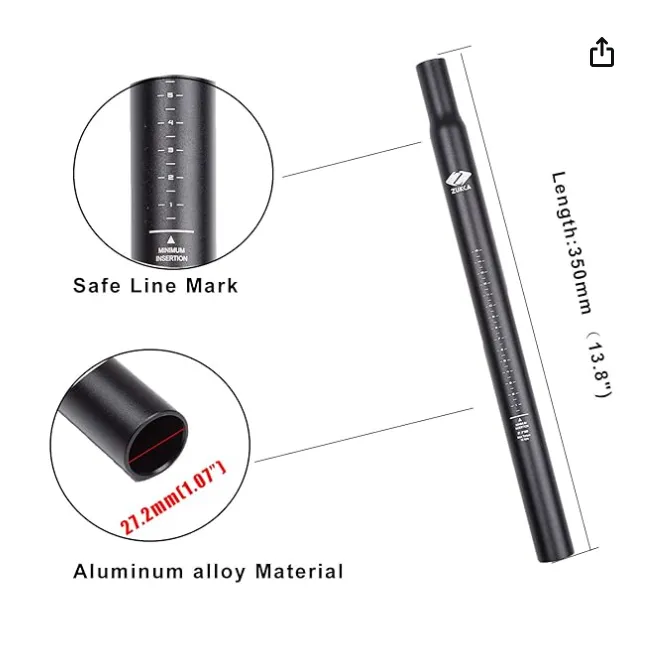ZUKKA Bike Seatpost 27.2 x 350mm Aluminum Alloy Bicycle Seat Post - Image 2