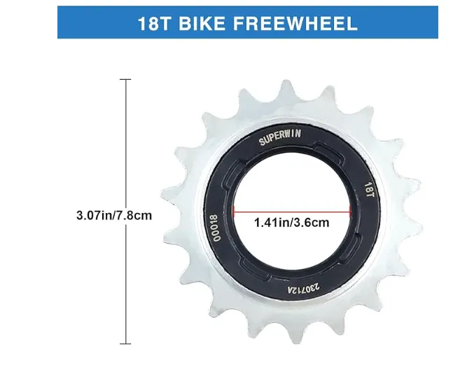 ZUKKA Single-Speed Bike Freewheel,18 Teeth Bicycle Flywheel,Compatible 1/2 x 1/8 One-Speed Cycling Replacement Accessory - Image 2